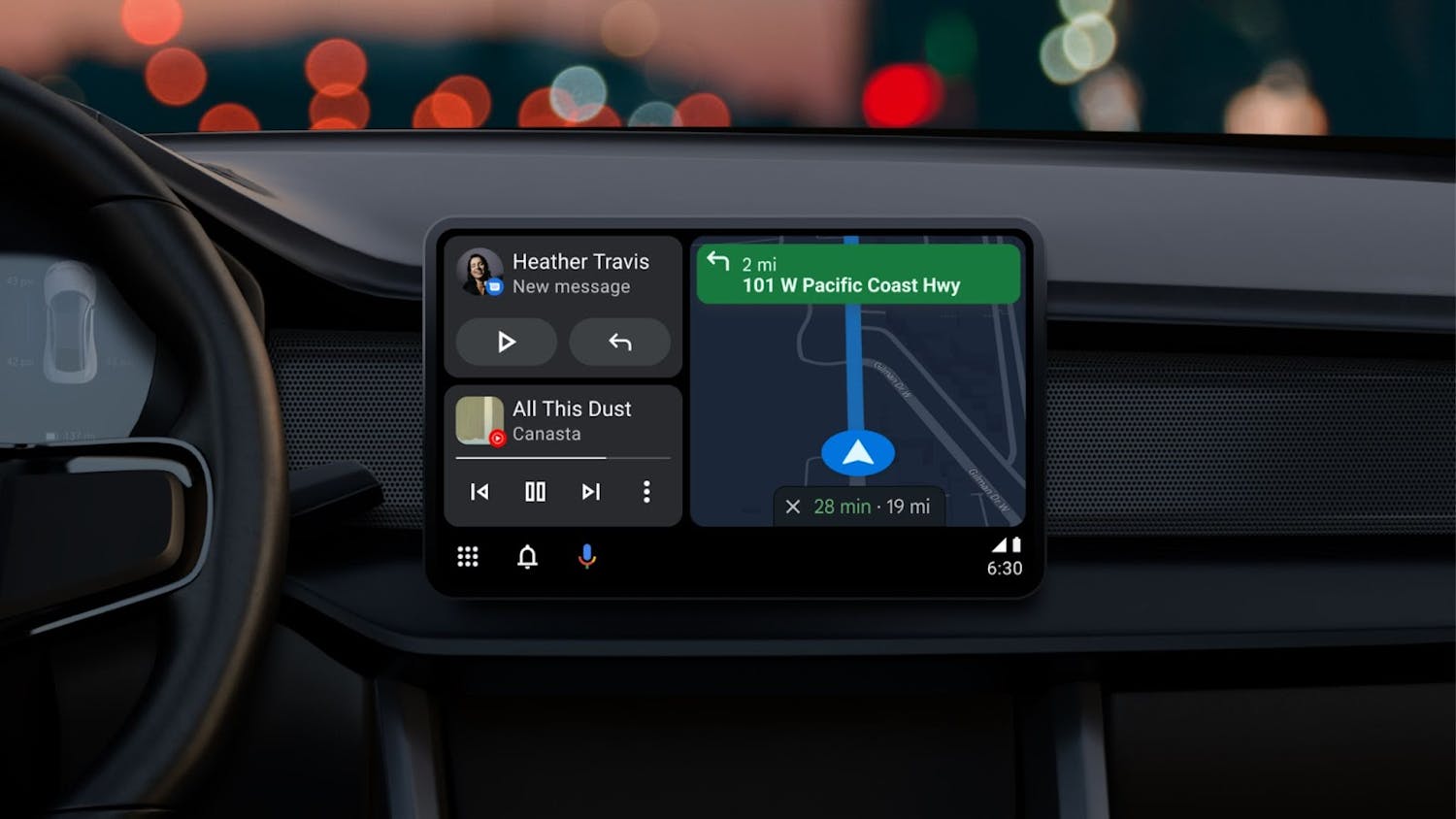 Android Auto: Android Auto auton kojelaudassa.